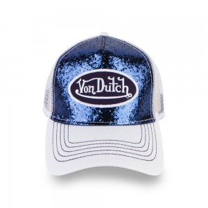 Von Dutch Trucker Glitter Cap White / Dark Blue | US-UKTBGF296