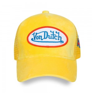 Von Dutch Trucker Hollywood Velvet Cap Yellow | US-OMVPXR364