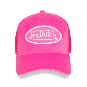 Von Dutch Trucker Hot Crush Velvet Cap Pink | US-JSTPXK486