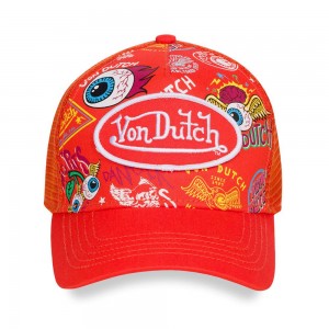 Von Dutch Trucker Jax All-over-print Cap Orange | US-AOZLHJ790