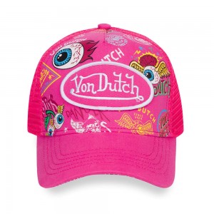 Von Dutch Trucker Jax Hot All-over-print Cap Pink | US-YUTZJG074