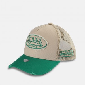 Von Dutch Trucker Kalmar Cap Green / Cream | US-KEHXUQ863