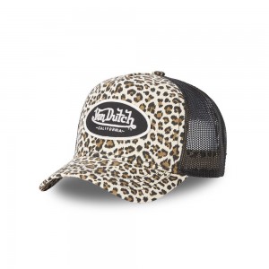 Von Dutch Trucker Leopard Cap Beige | US-DRXHJV649