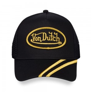 Von Dutch Trucker Racing Inspired Cap Black / Gold | US-JTBQEC865