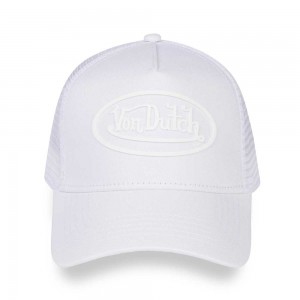 Von Dutch Trucker Rubber Patch Cap White | US-VCMDOB356