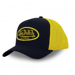 Von Dutch Trucker Snapback Closure Cap Black / Yellow | US-DGFTNS295