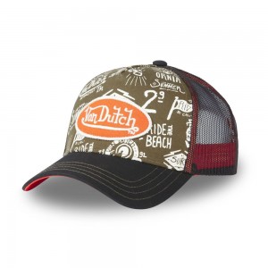 Von Dutch Trucker Snapback Closure Cap Black / Khaki / Orange | US-BGCARI293