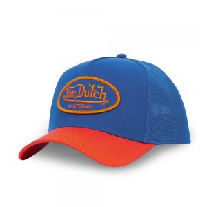 Von Dutch Trucker Snapback Closure Cap Blue / Orange | US-LNMPFT013