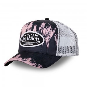 Von Dutch Trucker Snapback Closure Vibes Cap Black / Rose / White | US-MLKPJV567