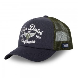 Von Dutch Trucker Snapback Crew Closure Cap Grey / Blue | US-YQWGNO645