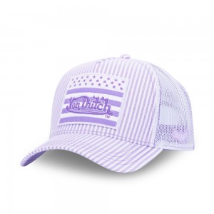 Von Dutch Trucker Snapback Flag Closure Cap Purple | US-GDXHUJ590