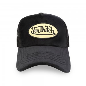 Von Dutch Trucker Velvet Cap Black | US-GMFOEU269