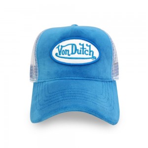 Von Dutch Trucker Velvet Cap Blue | US-RDIUPY207