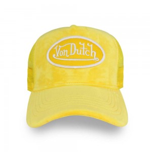 Von Dutch Trucker Velvet Cap Yellow | US-QLTKIF708