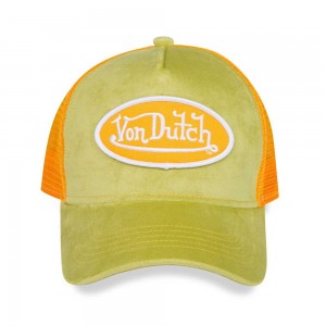 Von Dutch Trucker Velvet Crush Cap Green / Orange | US-BQYWTA754