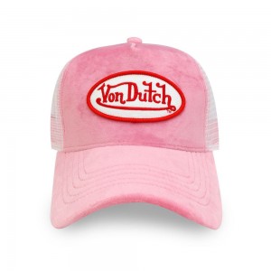 Von Dutch Trucker Velvet Crush Cap Pink | US-UXEMDK862