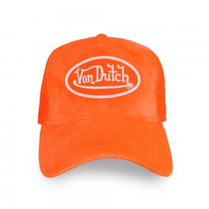 Von Dutch Trucker Velvet Neon Cap Orange | US-ZIOPAE703