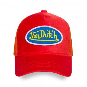 Von Dutch Trucker Vibrant Hollywood Velvet Cap Red / Orange | US-LIUKQA217