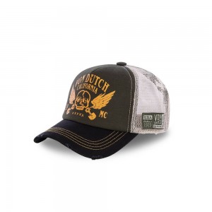 Von Dutch Trucker With Net Boy Crew Cap Olive / Yellow | US-VILYSX749