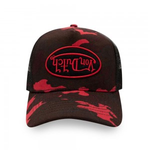 Von Dutch Trucker camo Cap Dark Brown / Red | US-FHLAGQ795