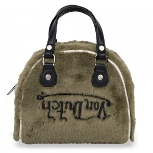 Von Dutch Vegan Furry Small Women Bowling Bag Olive | US-XTQYVC294