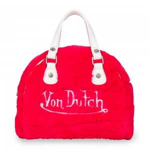 Von Dutch Vegan Furry Small Women Bowling Bag Red | US-BACQHT761