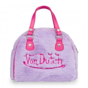 Von Dutch Vegan Furry Small Women Bowling Bag Light Purple / Pink | US-VBEKFG087