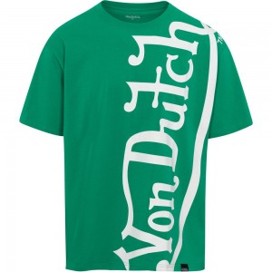 Von Dutch Vertical Logo Ss Men T-Shirt Green / Cream | US-NISYDV367