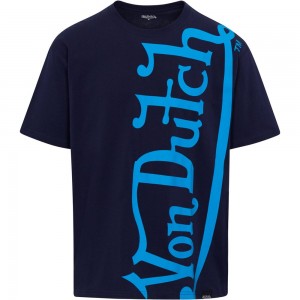 Von Dutch Vertical Logo Ss Men T-Shirt Navy / Blue | US-WVESGC546