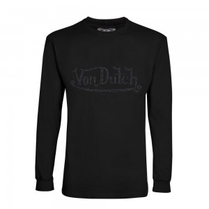 Von Dutch Wordmark Long Sleeve Men T-Shirt Black | US-MXGUJF158