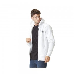 Von Dutch Zipped Men Hoodie White | US-ZHRQXD568