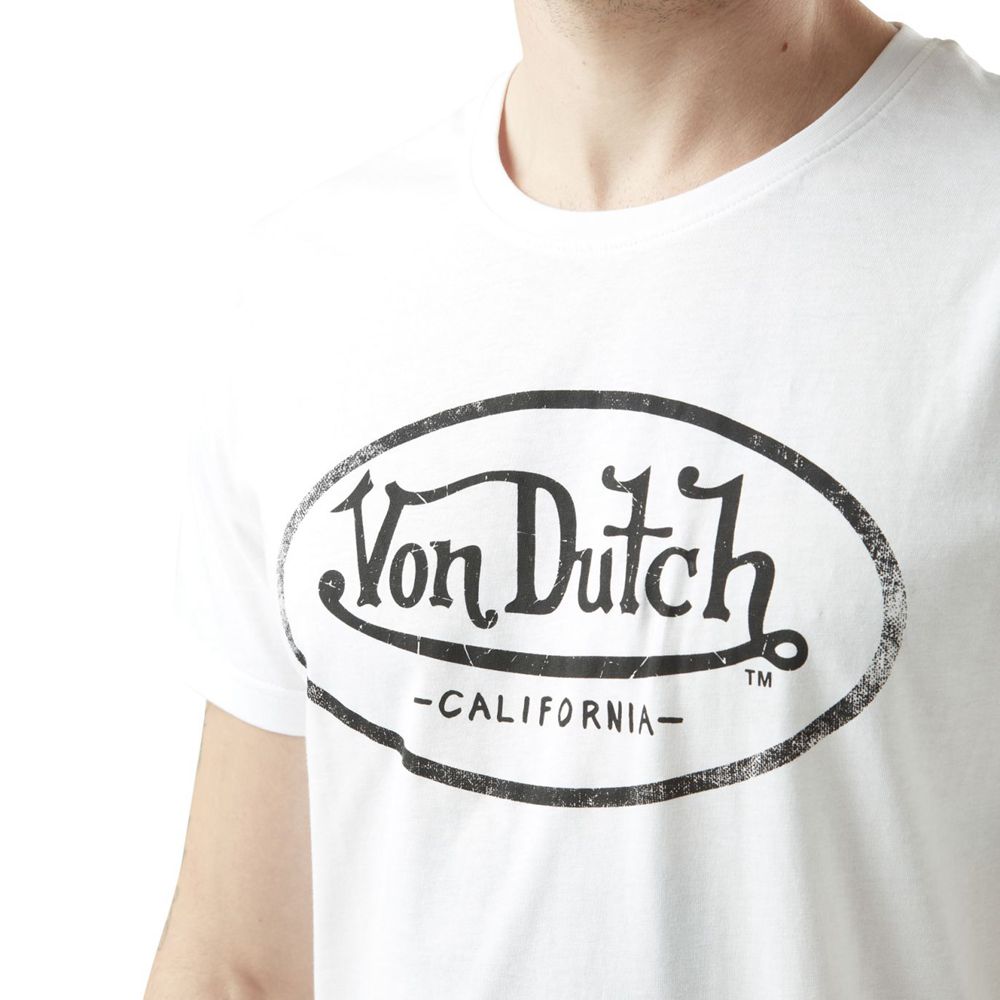 Von Dutch Aaron Men T-Shirt White | US-SNJDHZ016