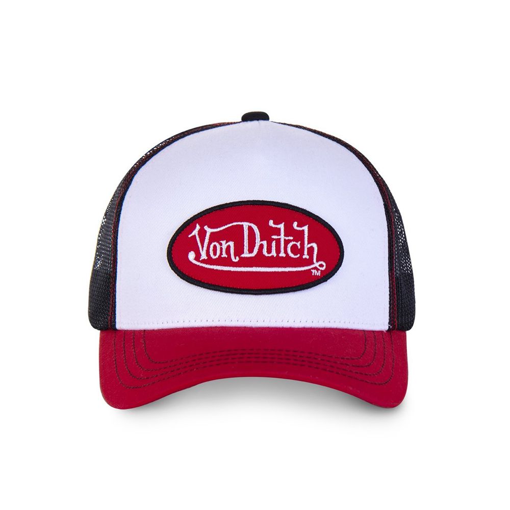 Von Dutch Baseball Collar Cap White / Red | US-BGQFSO095