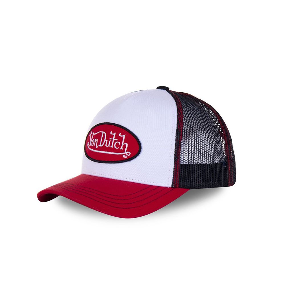 Von Dutch Baseball Collar Cap White / Red | US-BGQFSO095