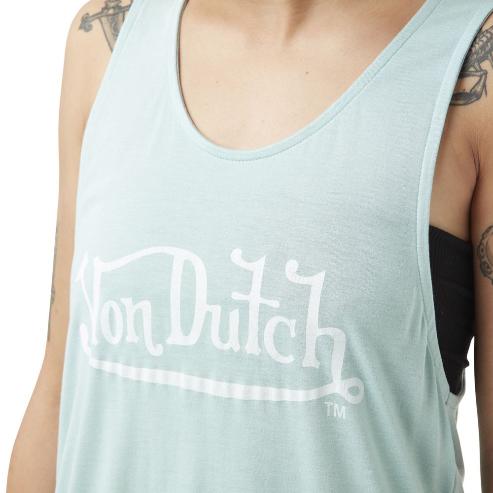 Von Dutch Basic Loose With Front Logo Women Tank Top Turquoise | US-GAYZMI734