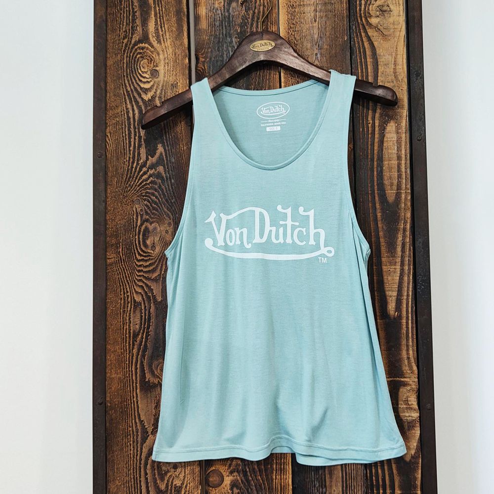 Von Dutch Basic Loose With Front Logo Women Tank Top Turquoise | US-GAYZMI734