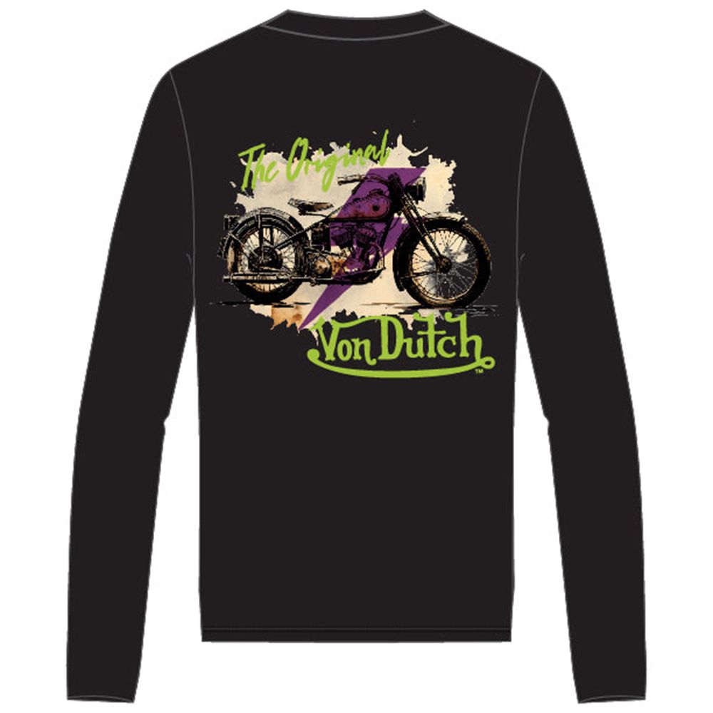 Von Dutch Biker Ls Men T-Shirt Black / Multicolor | US-BIOSYZ796