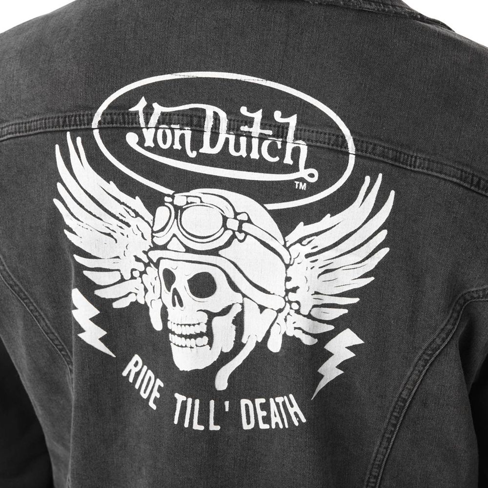 Von Dutch Bi-material Used Men Denim Jacket Black | US-XPWGQF210