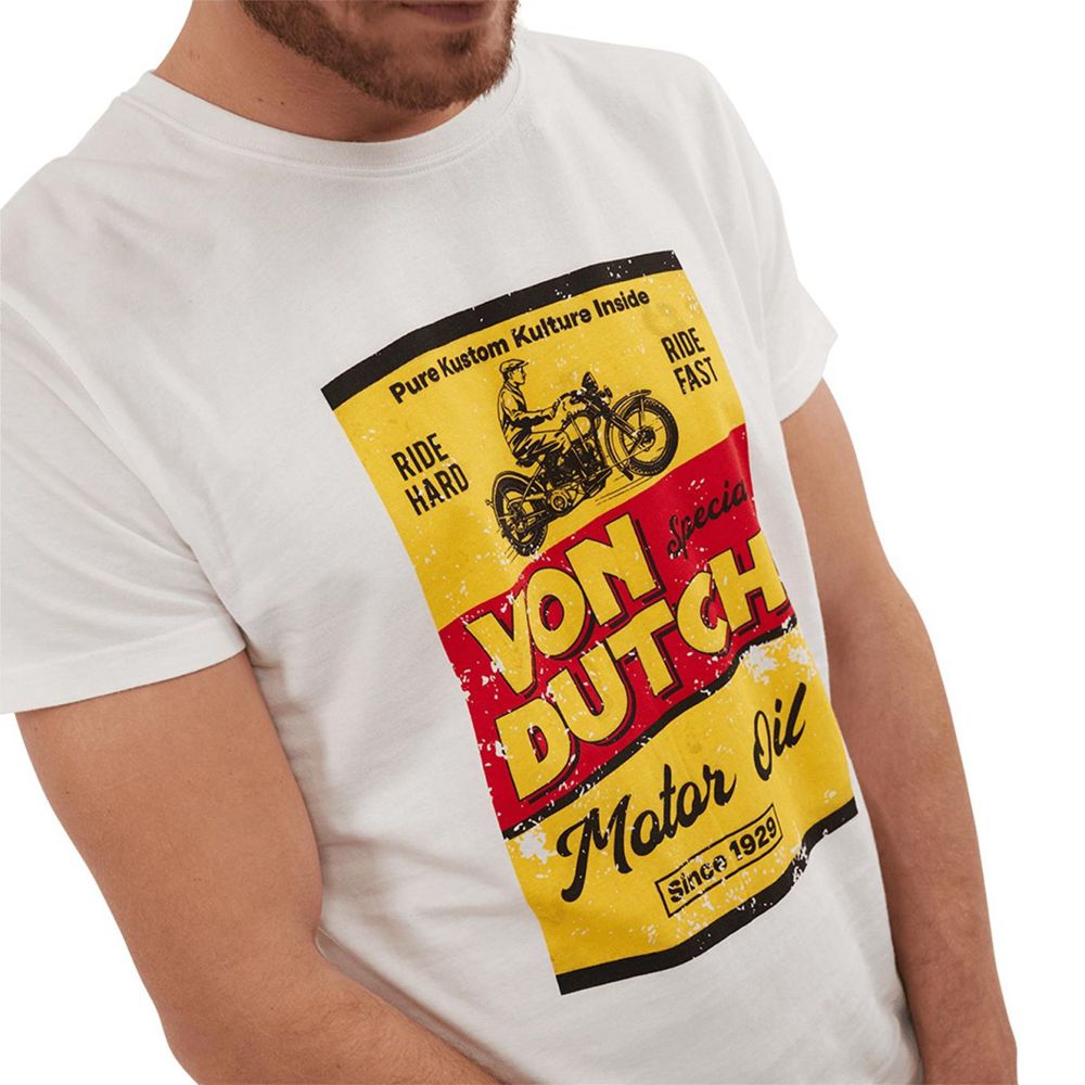 Von Dutch Box Cotton Round Neck Men T-Shirt White / Yellow / Red | US-SBMRQV724