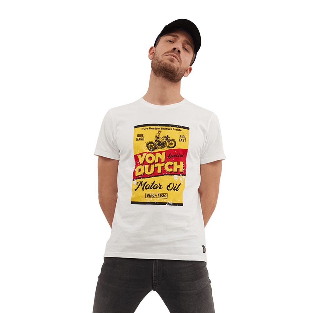 Von Dutch Box Cotton Round Neck Men T-Shirt White / Yellow / Red | US-SBMRQV724