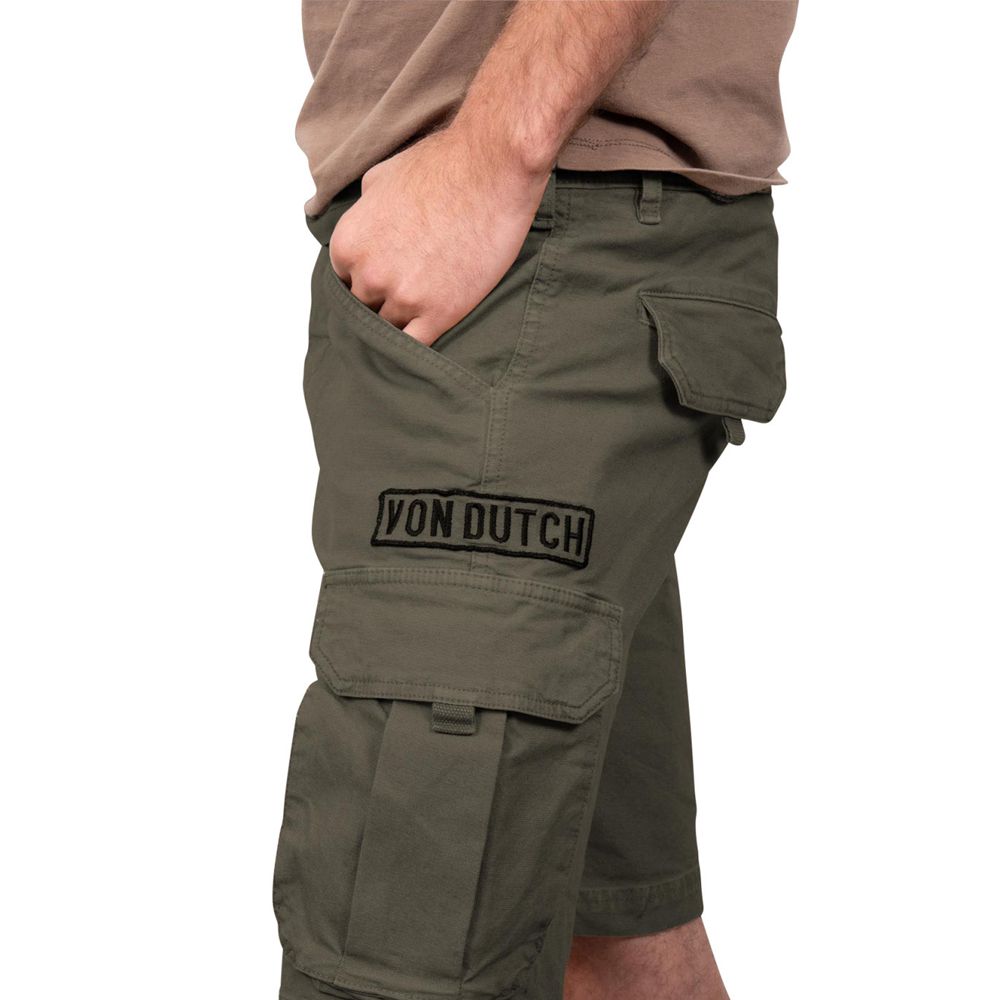 Von Dutch Cargo Canvas Cotton Bermuda Men Shorts Khaki | US-KPCUTF208