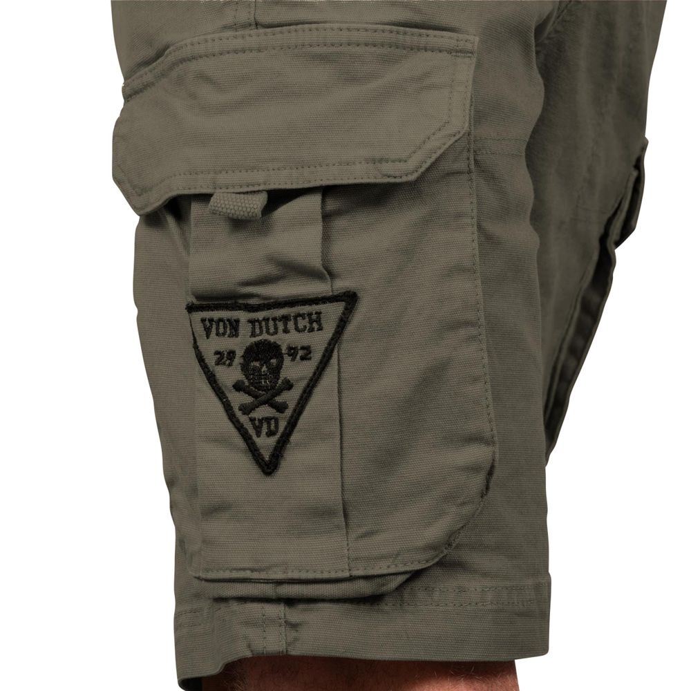 Von Dutch Cargo Canvas Cotton Bermuda Men Shorts Khaki | US-KPCUTF208