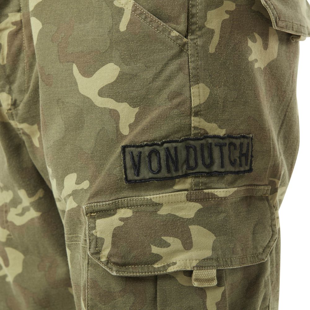 Von Dutch Cargo Canvas Cotton Bermuda Men Shorts Green Camo | US-ZITEWF860