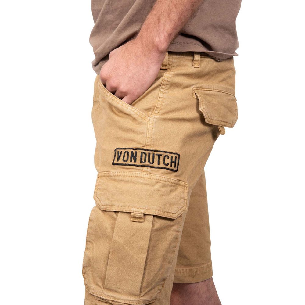 Von Dutch Cargo Canvas Cotton Bermuda Men Shorts Brown | US-QNXDGA147