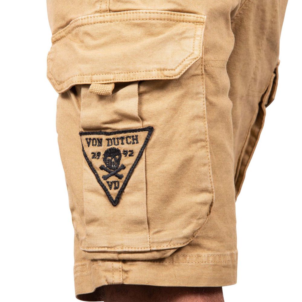 Von Dutch Cargo Canvas Cotton Bermuda Men Shorts Brown | US-QNXDGA147