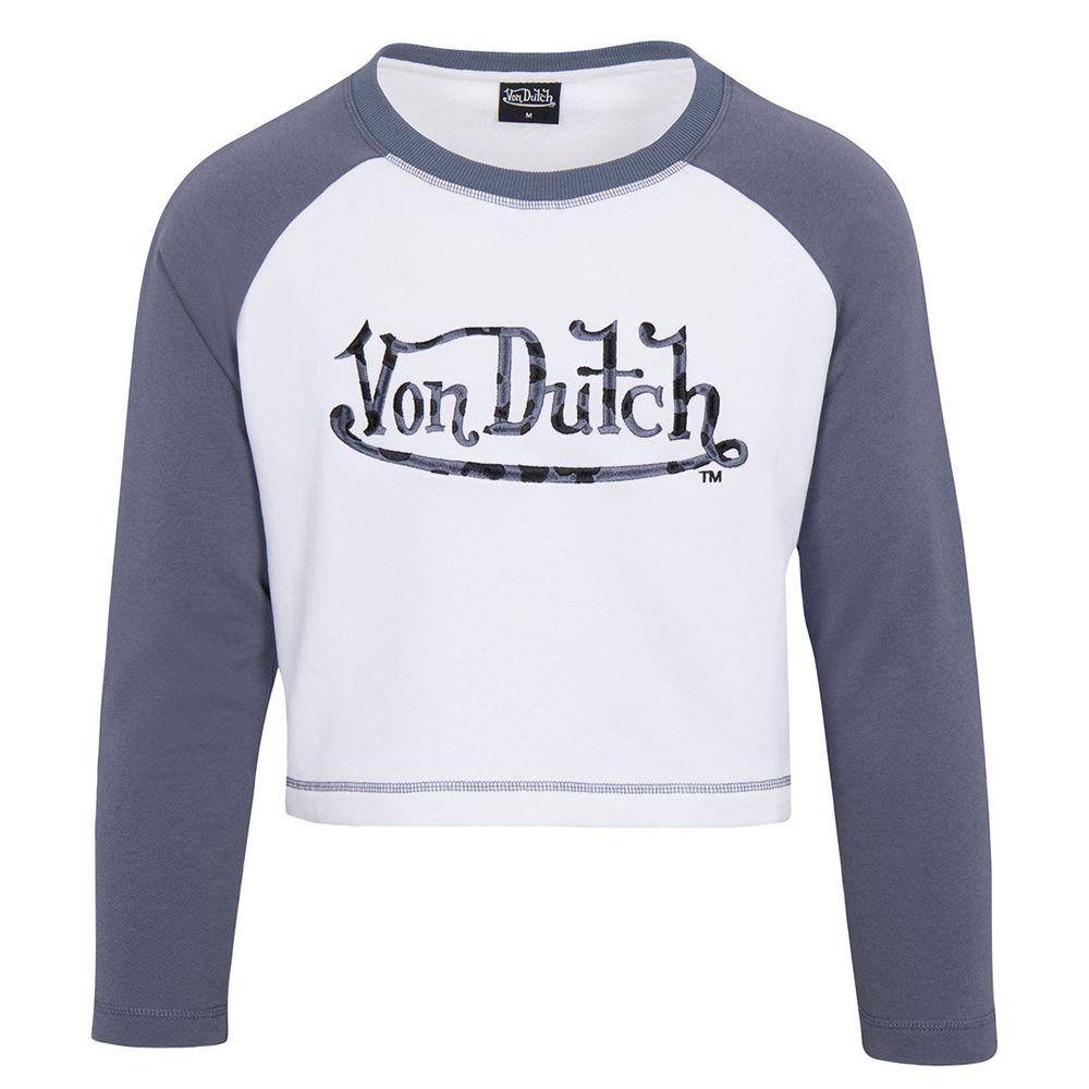 Von Dutch Cheetah Ls Crop Women T-Shirt White / Grey Blue | US-CRPWTA216