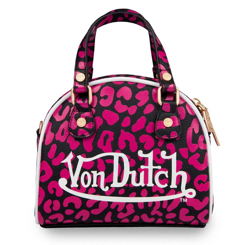 Von Dutch Cheetah Small Women Bowling Bag Pink | US-TMHFQZ841