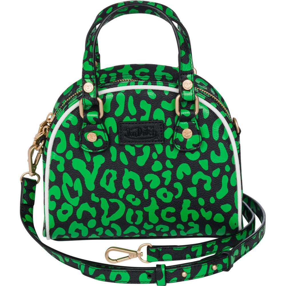 Von Dutch Cheetah Small Women Bowling Bag Green | US-AFYTJU426