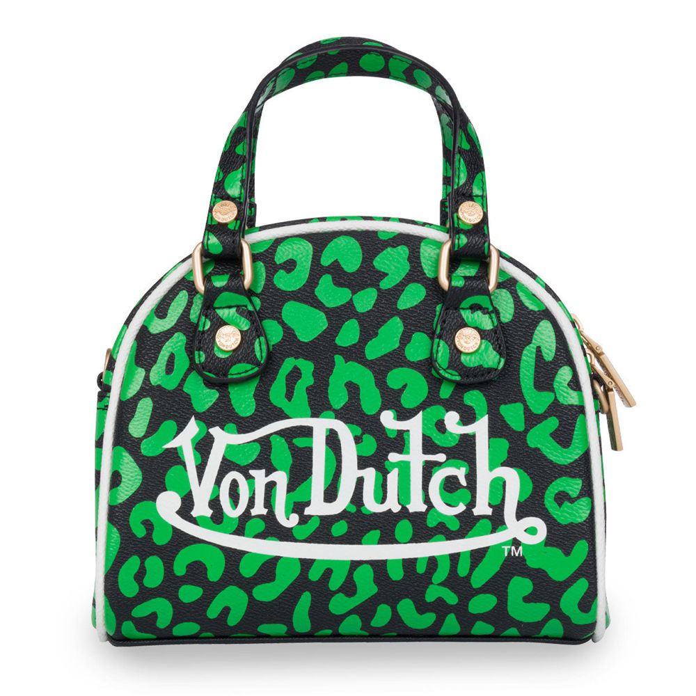 Von Dutch Cheetah Small Women Bowling Bag Green | US-AFYTJU426