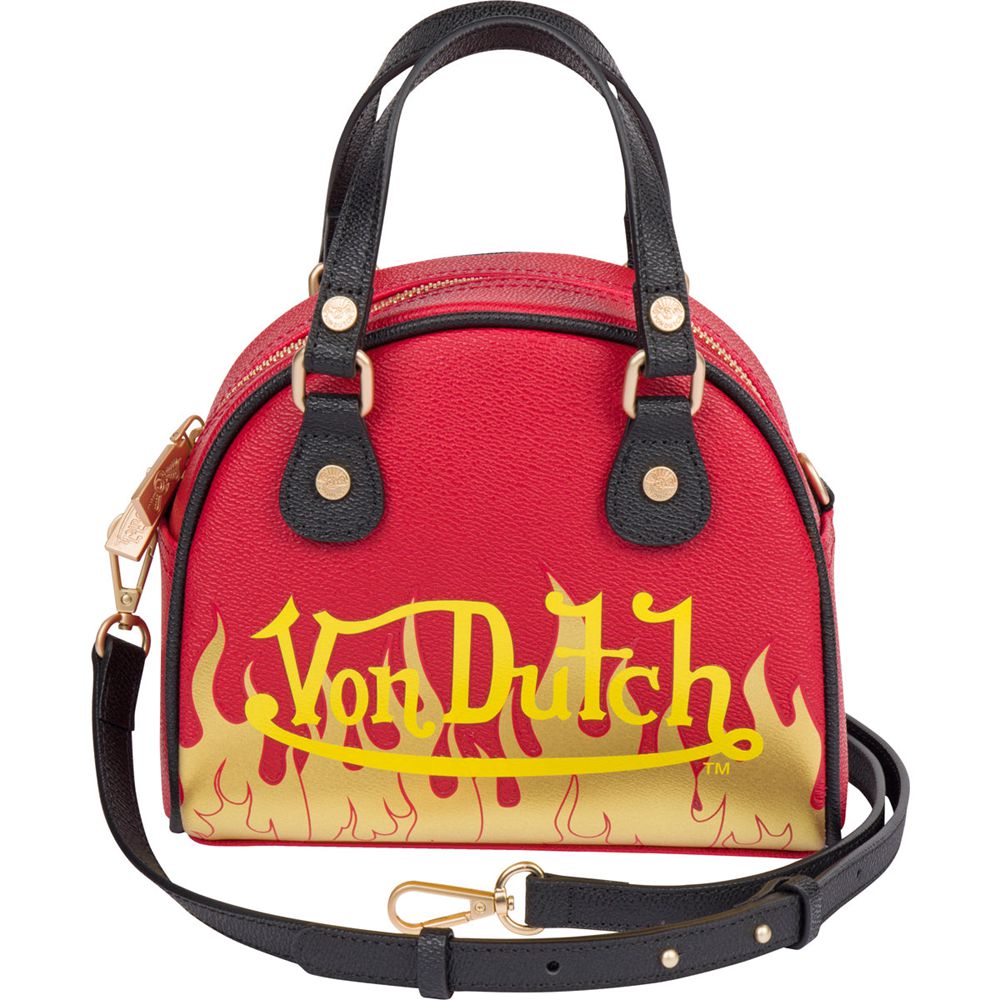 Von Dutch City Of Angels Small Women Bowling Bag Red / Yellow | US-MOLBWT874